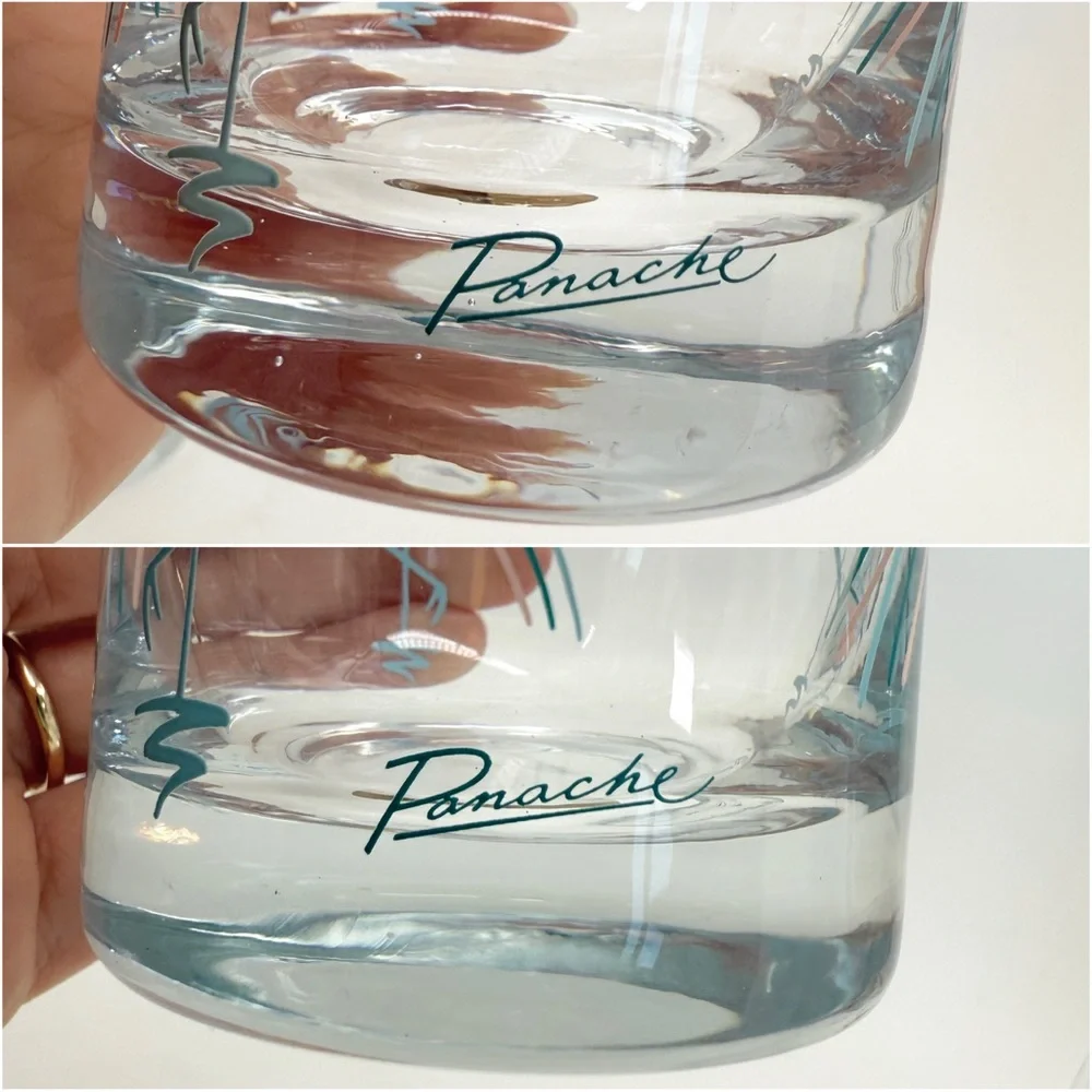 Vintage MCM 1960s Panache Flamingo Tumbler Highball Bar Glasses Set of 2